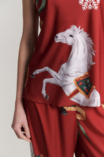 Шелковый топ - новогодние лошади