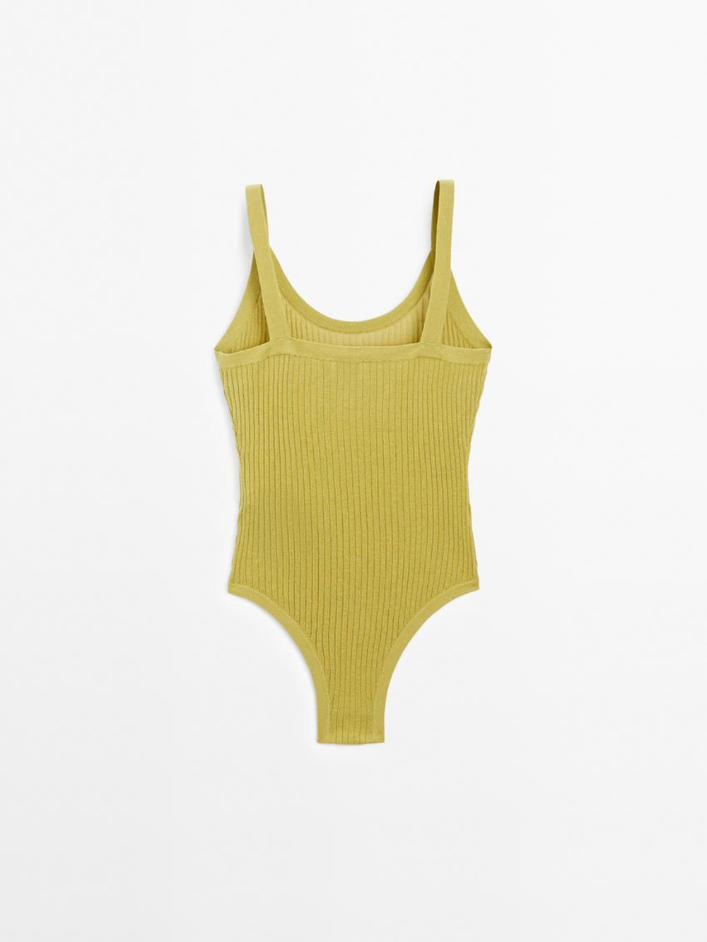 Massimo Dutti Трикотажное боди на бретелях - Studio, бутылочно-зеленый