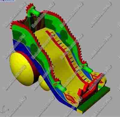 Коммерческий надувной батут-горка "Огненный дракон" 16*8*11 м