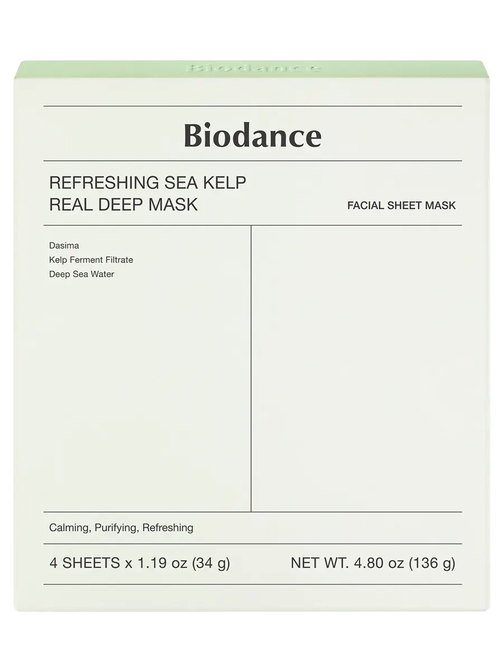 Biodance Освежающая гидрогелевая маска с морскими водорослями Refreshing Sea Kelp Real Deep Mask 34 гр х 4 шт