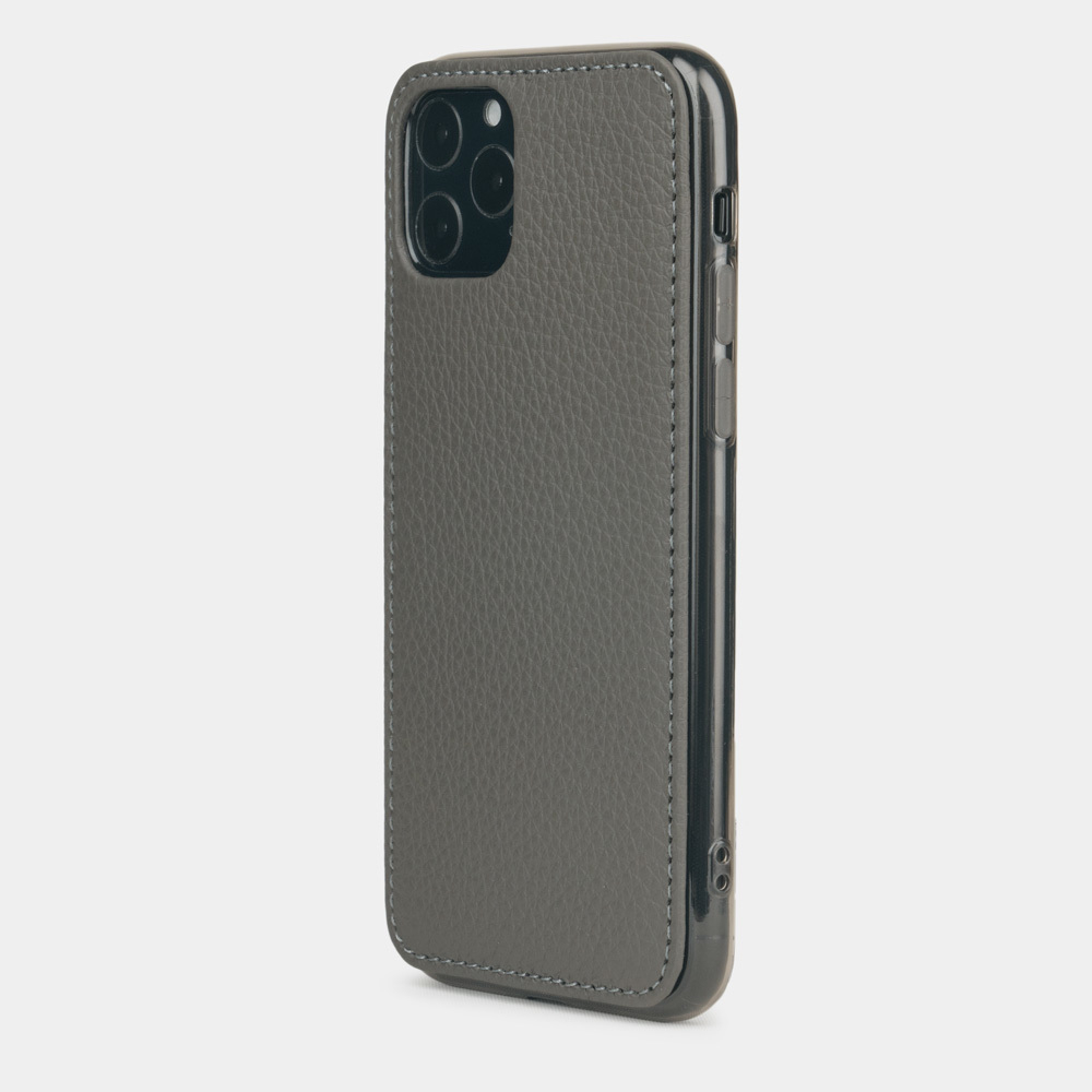 Чехол-накладка для iPhone 11 Pro Max из натуральной кожи теленка, серого цвета