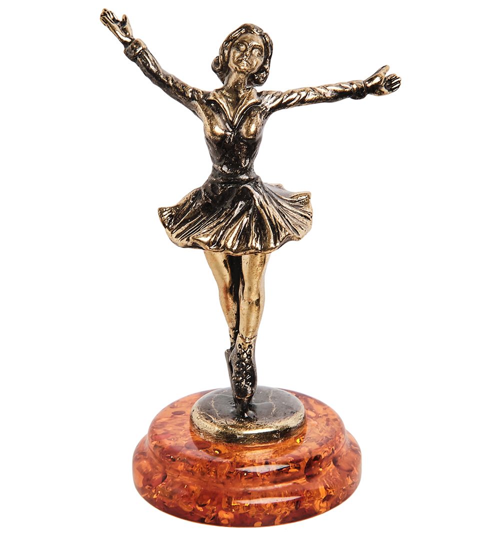 Народные промыслы AM-1984 Фигурка «Фигуристка» (латунь, янтарь)