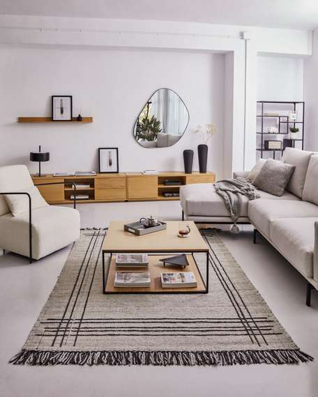 Abilen Полка из шпона дуба и белого лака 80 x 15 см