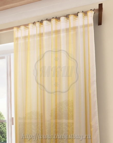 Тюль полуорганза для гостиной: Мери (S202-1) - (300х280)х2 см. - светло-персиковая