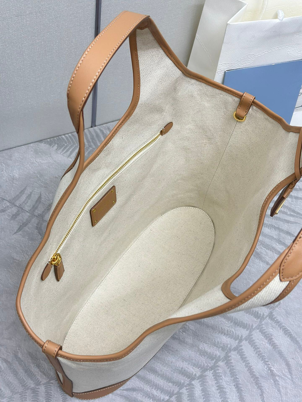 Prada Large Linen Tote Bag 37 cm