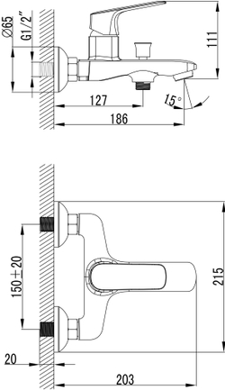 Смеситель для ванны с душем STWORKI Ши S16100CR хром