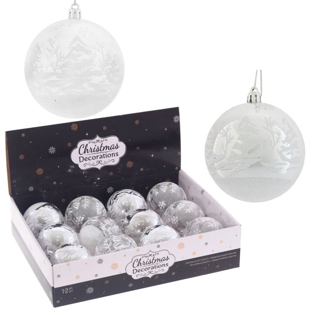 GAEM Набор из 12шт Украшение новогоднее "Шар", D 8 см, L35 W27 H9 см