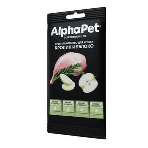 Крем-лакомство для кошек AlphaPet Superpremium с кроликом и яблоком