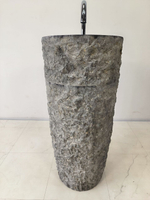 Раковина напольная из андезита Pedestal Black Marmo MN-65921 40х40х90 из натурального камня