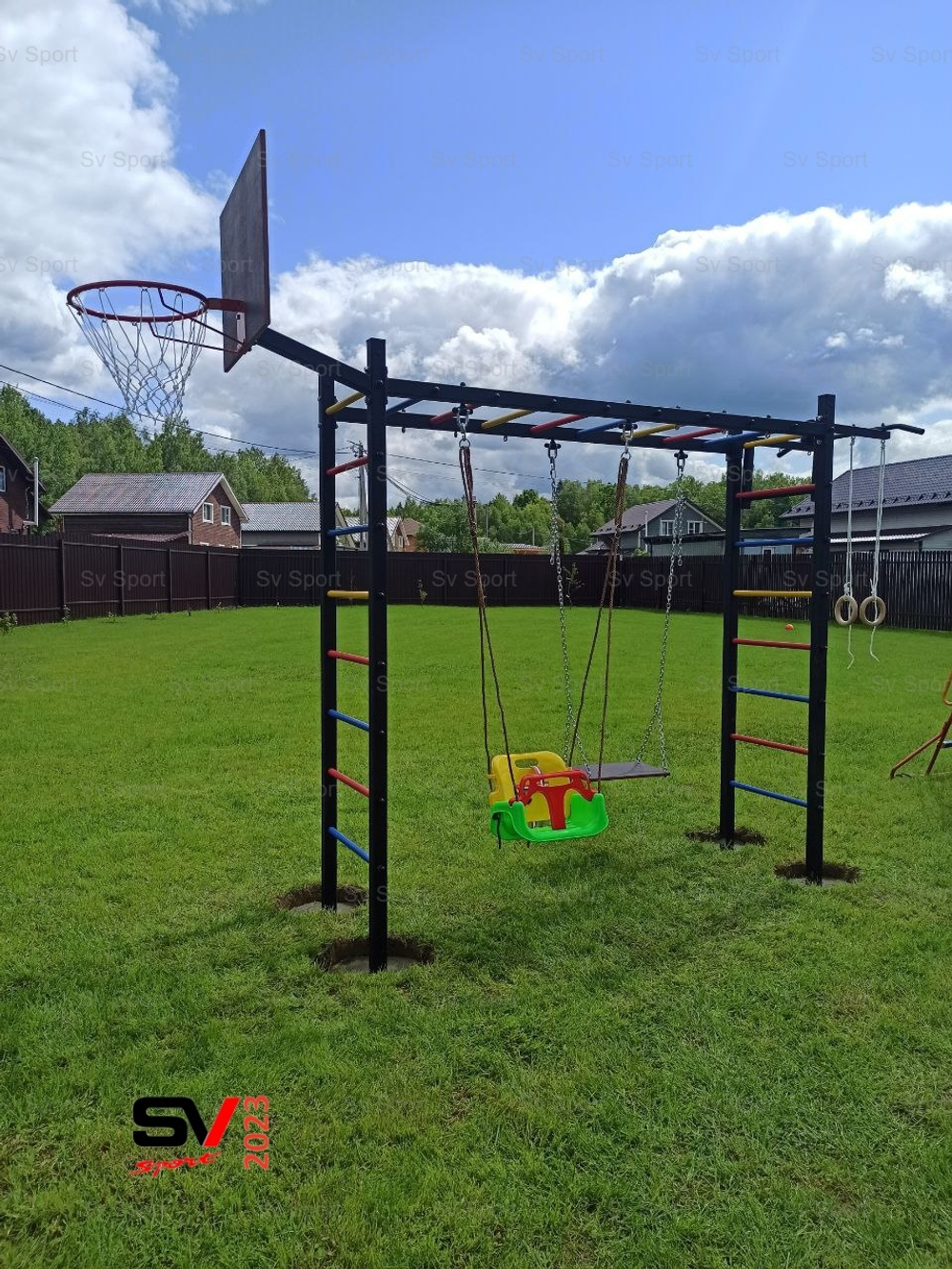 Монтаж уличной шведской стенки Sv Sport Рукоход (4 вертикальных столба)