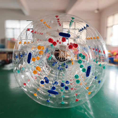 Аттракцион Водный роллер "Прозрачный" с разноцветными держателями, ТПУ, 2*1.8*1.8 м