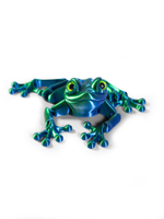 Подвижная лягушка антистресс с живыми глазами, сине-зеленая, 3D печать, 10 см. длина