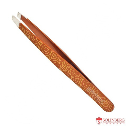 Пинцет для бровей Solinberg G14M1з, цветной, наклонное окончание с четкими гранями и ручной заточкой