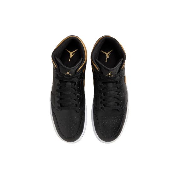 Jordan Air Jordan 1 Винтажные баскетбольные кроссовки MID Топ Черный/золотой Мужские