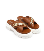 Кожаные шлепанцы Pollini - коричневый(SA28066G1GTD0)