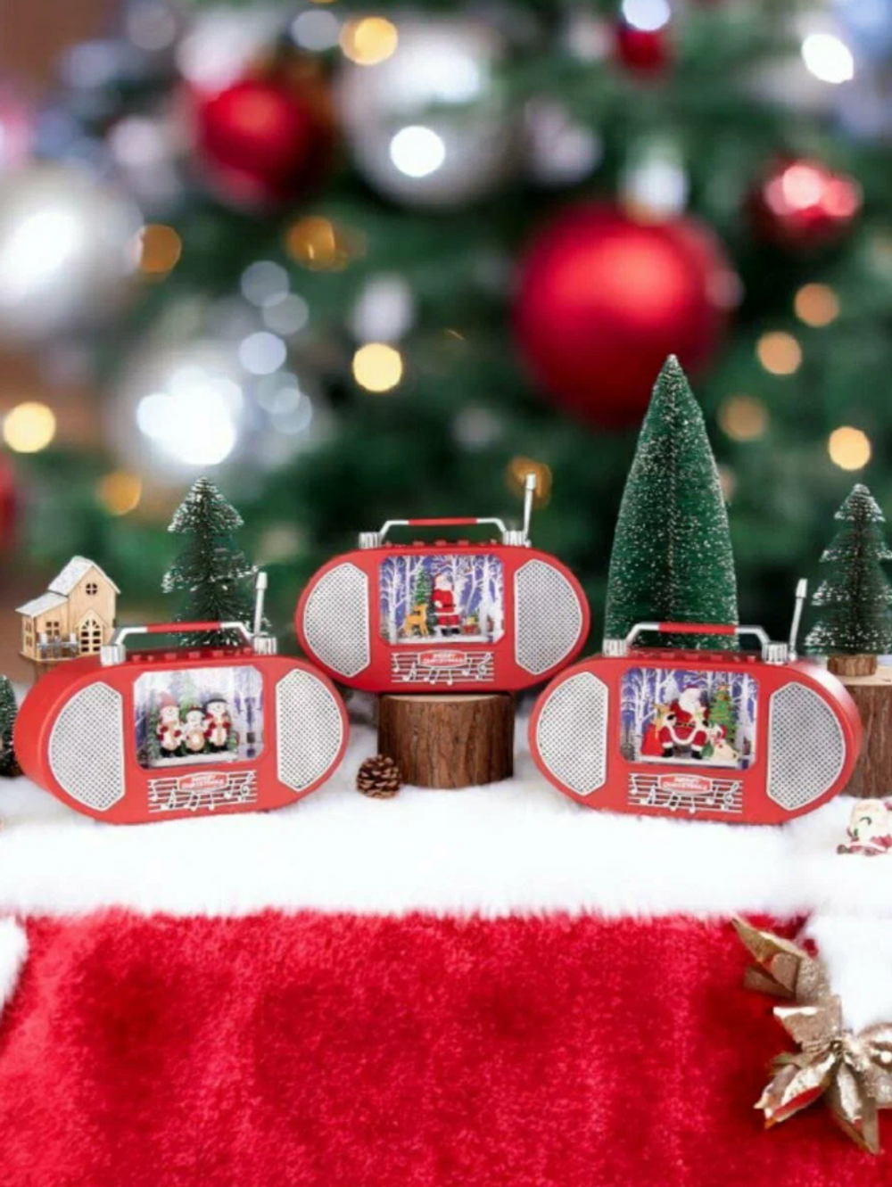 Ночник музыкальный новогодний светильник со снегом 2025 Новогодний музыкальный фонарь со снегом