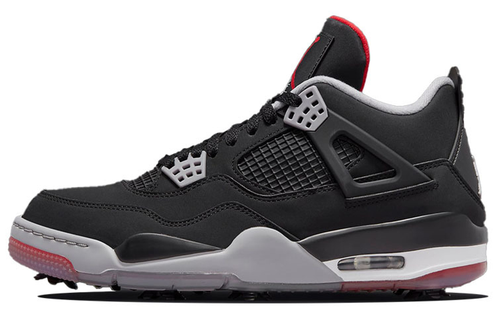 Jordan Air Jordan 4 "Breed" fabric, artificial leather, shock absorption, non-slip, wear-resistant, wrapping support, mid-top golf shoes, black and gray