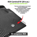 Автомобильные коврики ЭВА для KIA Carnival IV (20-н.в.) для 7-ми местного авто с командирскими креслами, китайская сборка, с консолью в пол