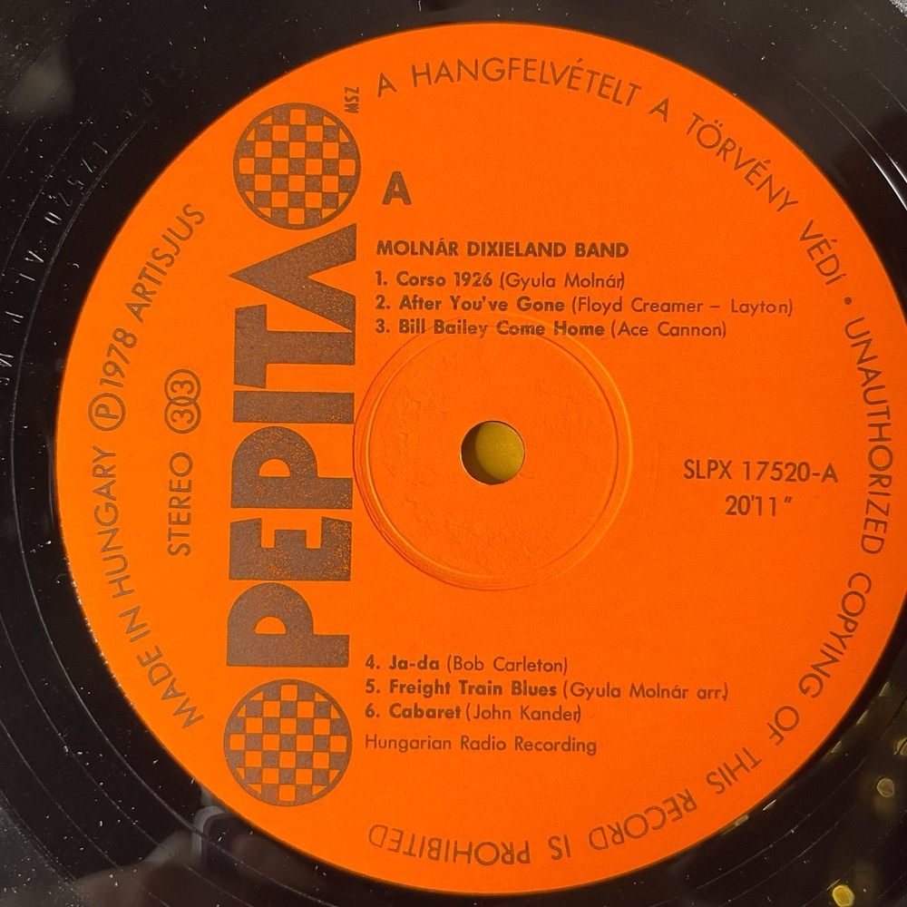 Винтажная виниловая пластинка Molnar Dixieland Band (Венгрия 1978)