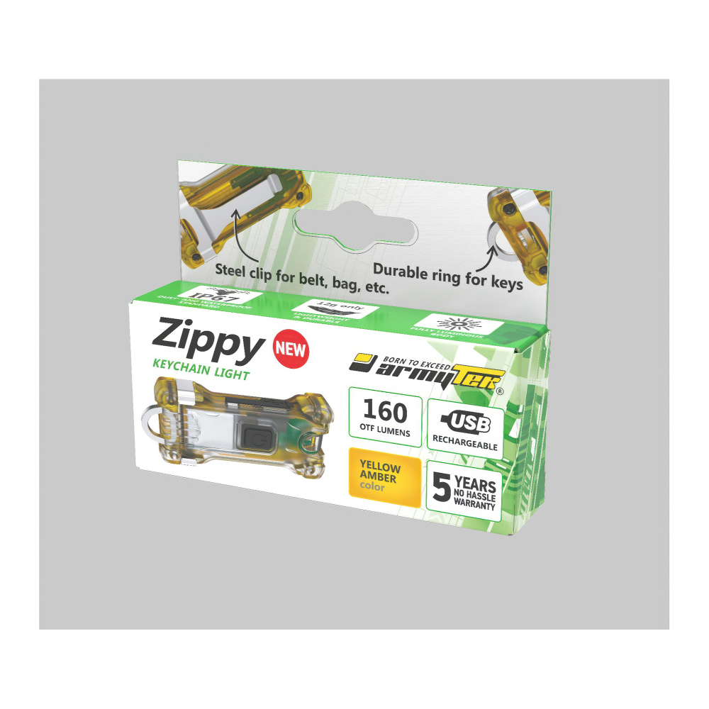 Наключный фонарь Armytek Zippy (Yellow Amber) — гарантия 5 лет на весь срок службы фонаря.