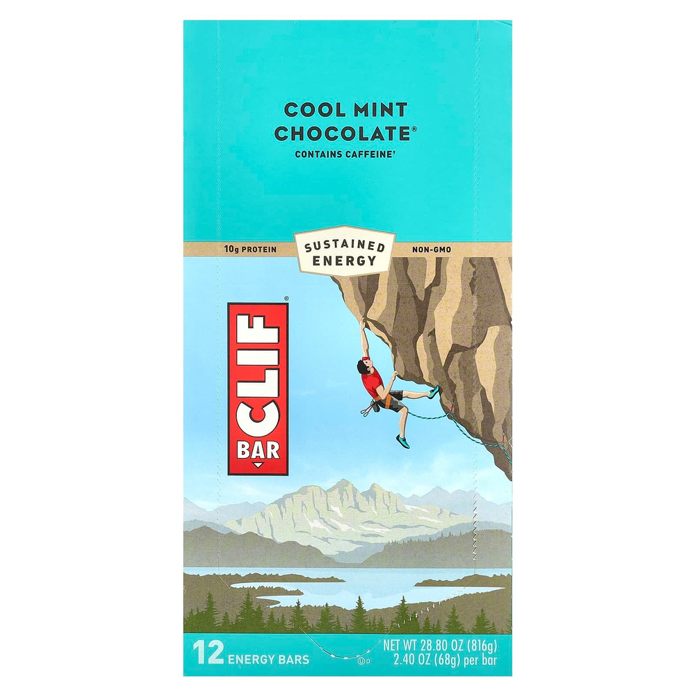 Clif Bar, Energy Bar, прохладный мятный шоколад, 12 батончиков, 68 г (2,40 унции) каждый
