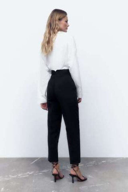 ZARA БРЮКИ С ВЫСОКОЙ ПОСАДКОЙ, ЧЕРНЫЙ