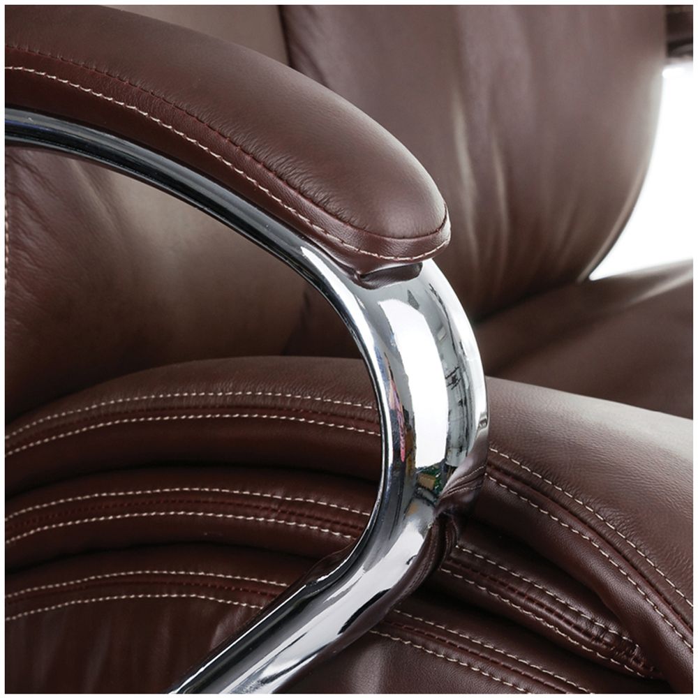 Кресло руководителя Helmi HL-ES03 "Invincible" повыш. прочн., кожа коричн., мультибл, хром, до 250кг