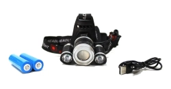 Фонарь светодиодный аккумуляторный налобный (5W LED,400Lm,2000mAh,зарядка12V,время раб.4ч,время заряд.5ч,защита гнезда зарядки) Forsage F-01147