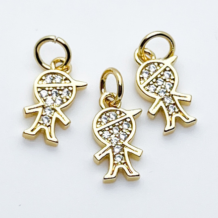 Подвеска Мальчик, позолота, фианиты, размер 12*7 мм, цена за 1 шт