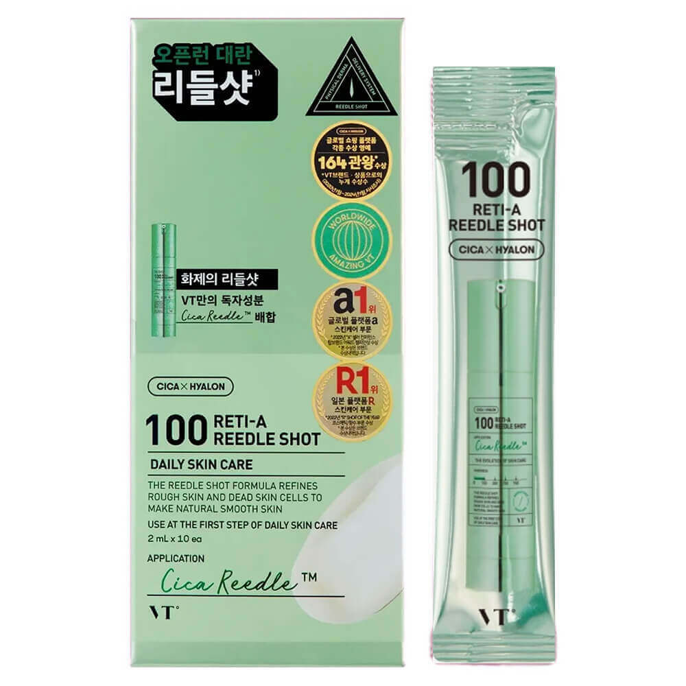 VTCOSMETICS 100 RETI-A REEDLE SHOT Интенсивная бустер-сыворотка с ретинолом и микроиглами 2мл*10шт