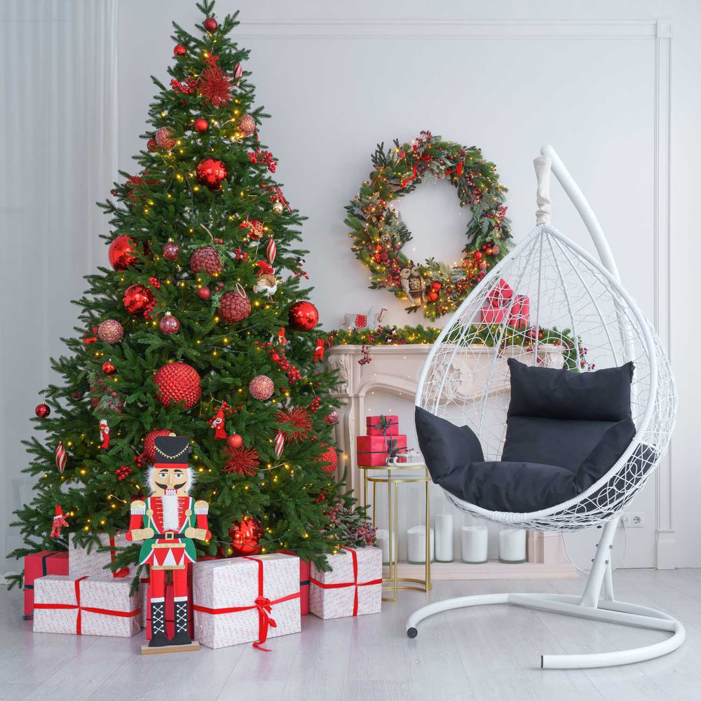 Подвесное кресло-кокон SEVILLA белое, темно-серая подушка (Laura Outdoor)