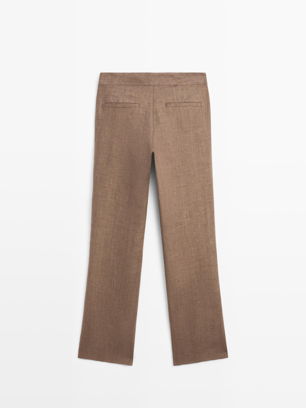 Massimo Dutti Брюки-клеш из 100% льна, коричневый