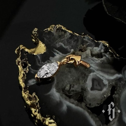 Накрутка "Glow" - Желтое золото - White CZ