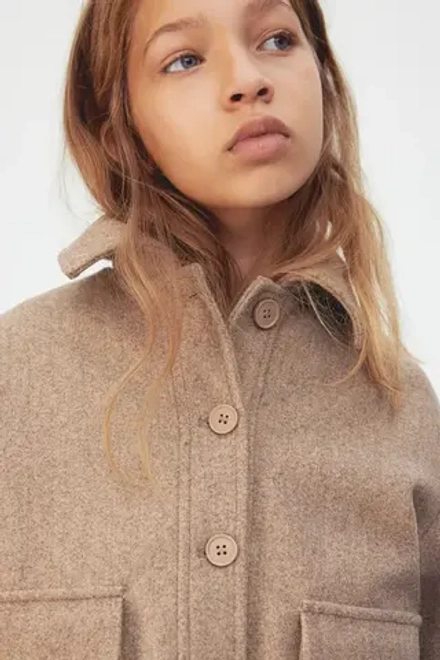 H&M Куртка-рубашка из фетра, бежевый