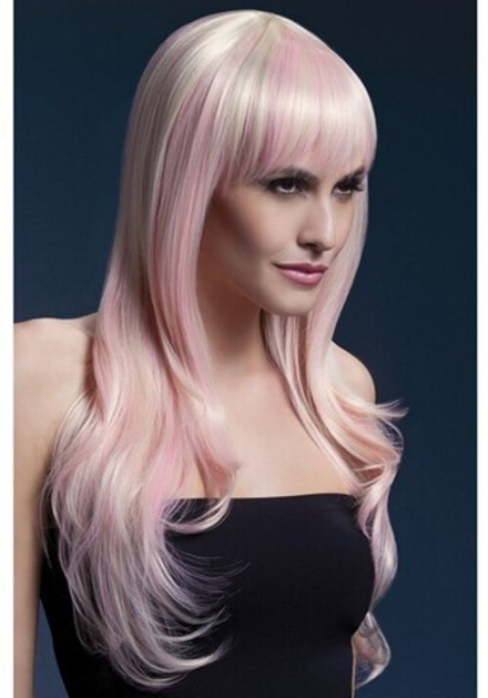 Парик Сладкая Сиенна с розовыми прядями