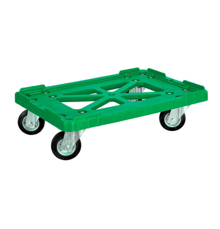 Тележка п/э 600х400 черные резиновые колеса, Россия цв. зеленый