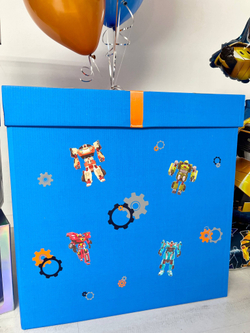 Воздушные шары Трансформер большая коробка синяя/ярко-голубая №3832