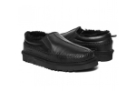 UGG Mens Stitch Slip On Leather Black