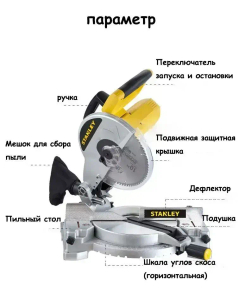 Пила торцовочная Stanley , станок для резки алюминия и древесины