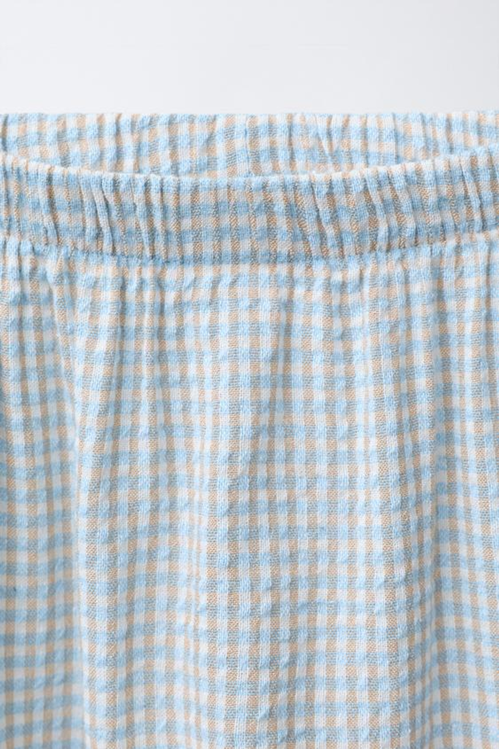 ZARA БРЮКИ ИЗ РЕЛЬЕФНОЙ ТКАНИ В КЛЕТКУ, ПЕСОЧНЫЙ/СИНИЙ