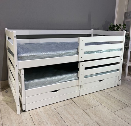 Кровать подростковая двухуровневая "Матрешка" 170*80/160*80 см белый 2 борта