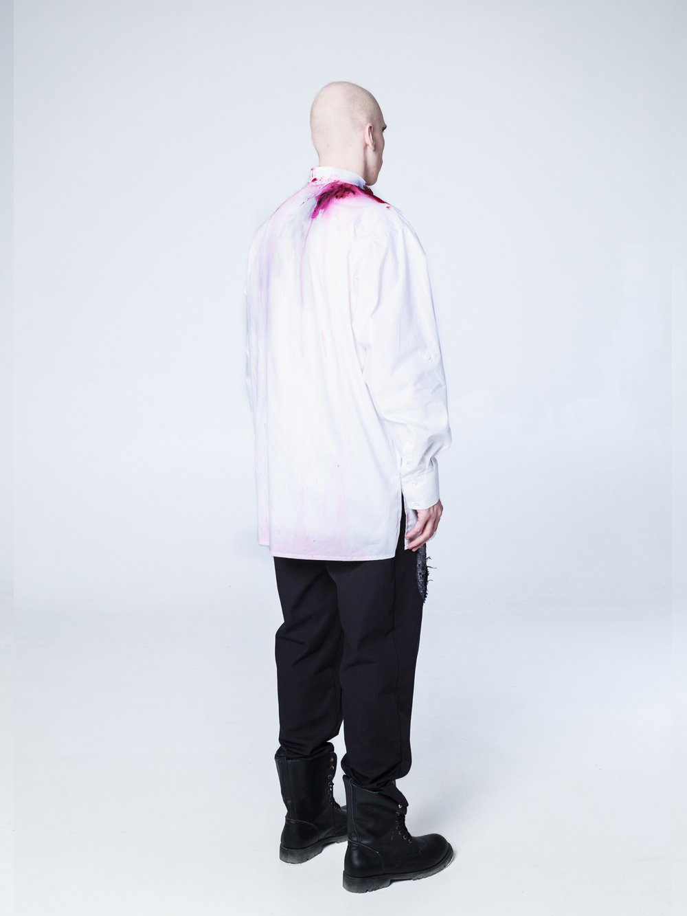 Рубашка "Калина" с окрашиванием. Бело-красная