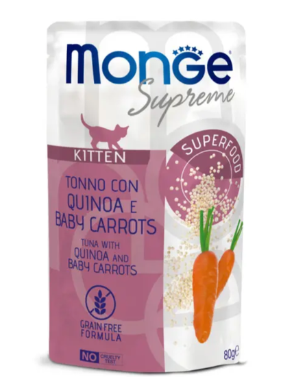 Monge Supreme Kitten пауч для котят с Тунцом, киноа и мини-морковью 80 гр