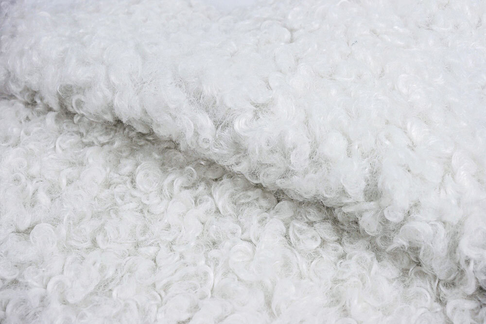 Банкетка Lagom 100 см (белый мех, натуральный дуб)