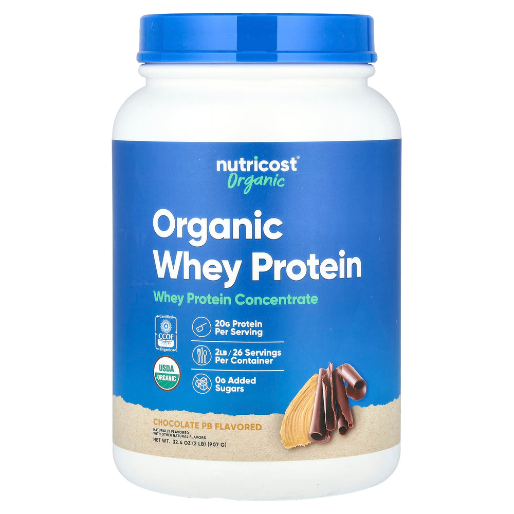 Nutricost, Органический сывороточный протеин, шоколадный PB, 907 г (2 фунта)