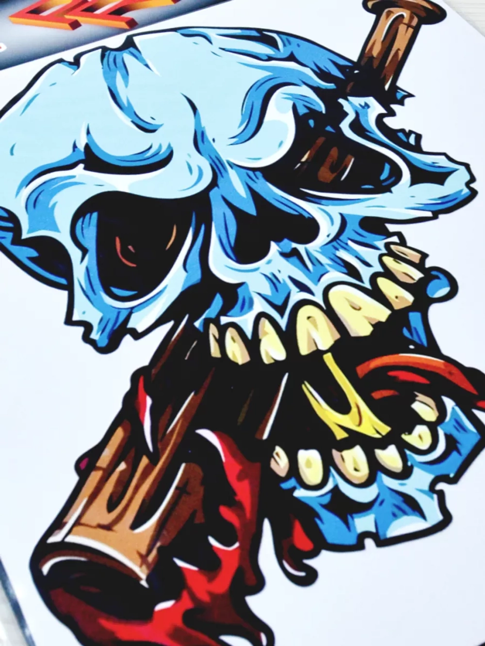 Наклейка - Череп с битой