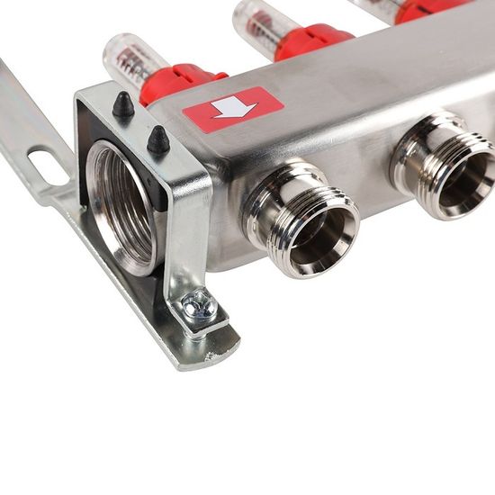 Коллектор Rommer 1"x3/4" на 7 контуров с расходомерами и запорными клапанами RMS-1201-000007