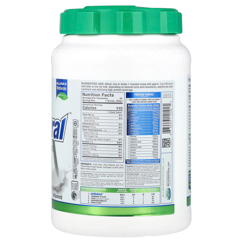 ALLMAX, ISONatural ™, изолят сывороточного протеина, без добавок, 907 г (2 фунта)