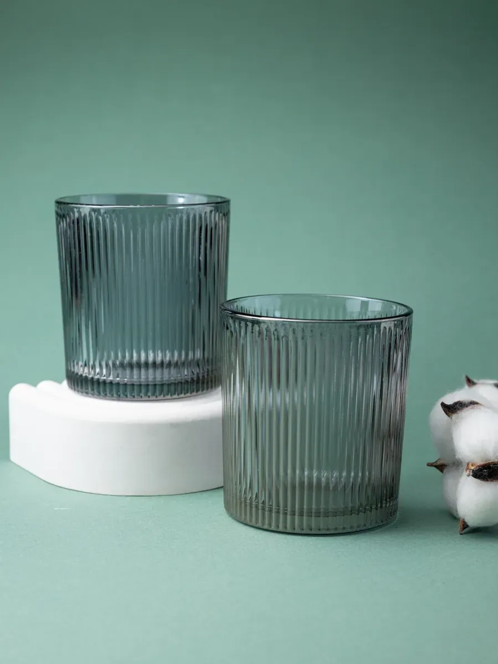 Набор ребристых бокалов для виски, 350 мл. 6 шт. черные