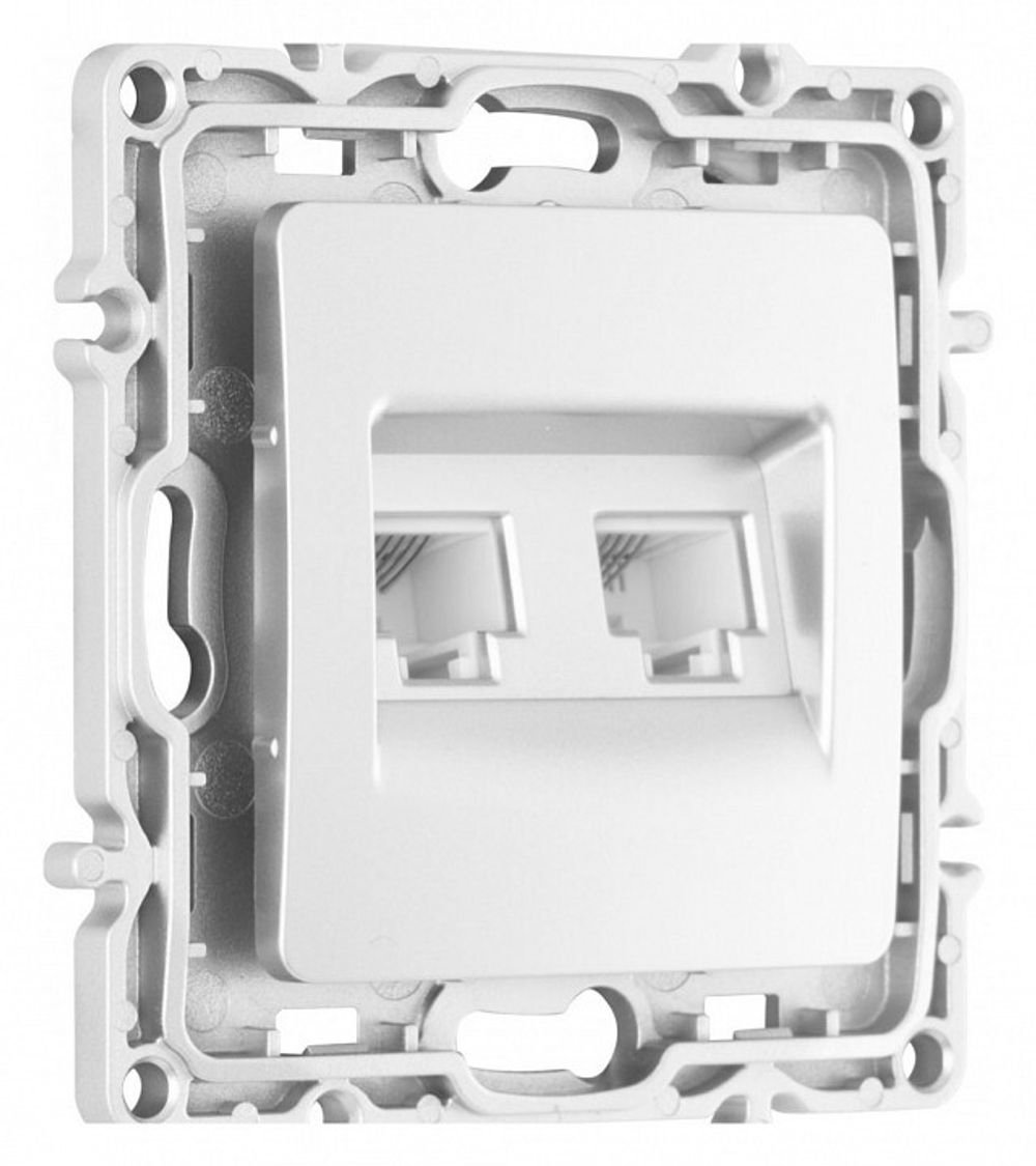 Розетка двойная RJ-11 и Ethernet RJ-45, без рамки Arte Milano am-217 217.44-1.silver